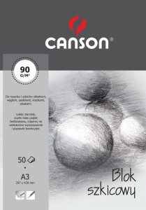 blok CANSON szkicownik A3 90g 50ark