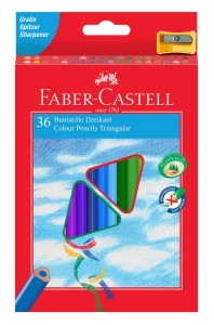 Kredki ołówkowe trójkątne FABER-CASTELL 36 kolorów + temper.