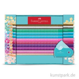 Kredki ołówkowe FABER-CASTELL + akcesoria w metalowym opakowaniu