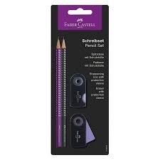 Ołówki FABER-CASTELL fioletowy/czarny + temperówka i gumka