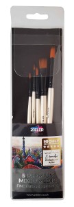 Pędzle ZIELER zestaw 5 szt mixed media