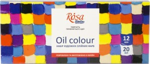 Zestaw farb olejnych Rosa studio 12 kolorów 20ml.