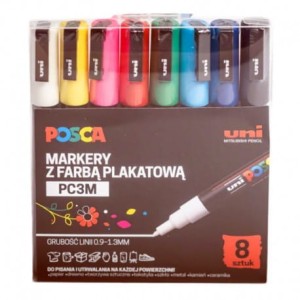 POSCA markery z farbą plakatową zestaw 8 kolorów PC3M