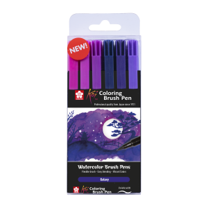 Pisaki pędzelkowe KOI SAKURA 6 kolorów galaxy