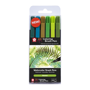 Pisaki pędzelkowe KOI SAKURA 6 kolorów botanic